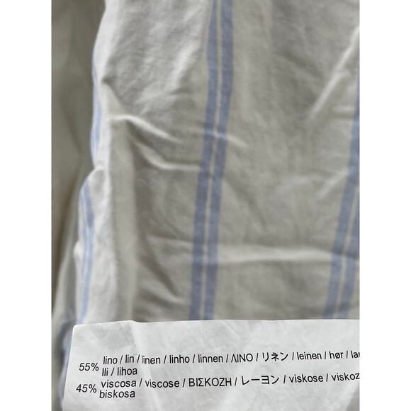 ZARA Men's White-Blue Striped Linen-Blend Button-Up Long Sleeve Top SZ M - Picture 8 of 11